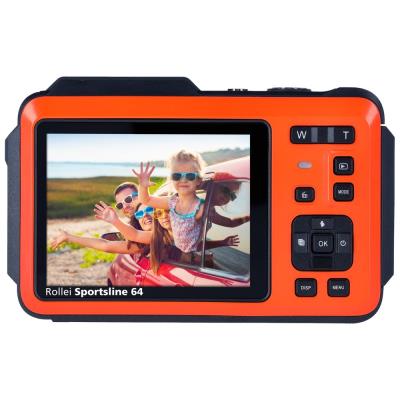 Rollei Sportsline 64 Selfie/ 64 MPix/ 16x zoom/ 2,8" LCD+ 2"LCD/ 4K video/ Voděodolný 5m/ Oranžový