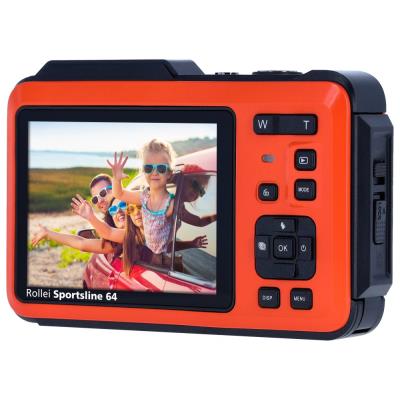 Rollei Sportsline 64 Selfie/ 64 MPix/ 16x zoom/ 2,8" LCD+ 2"LCD/ 4K video/ Voděodolný 5m/ Oranžový