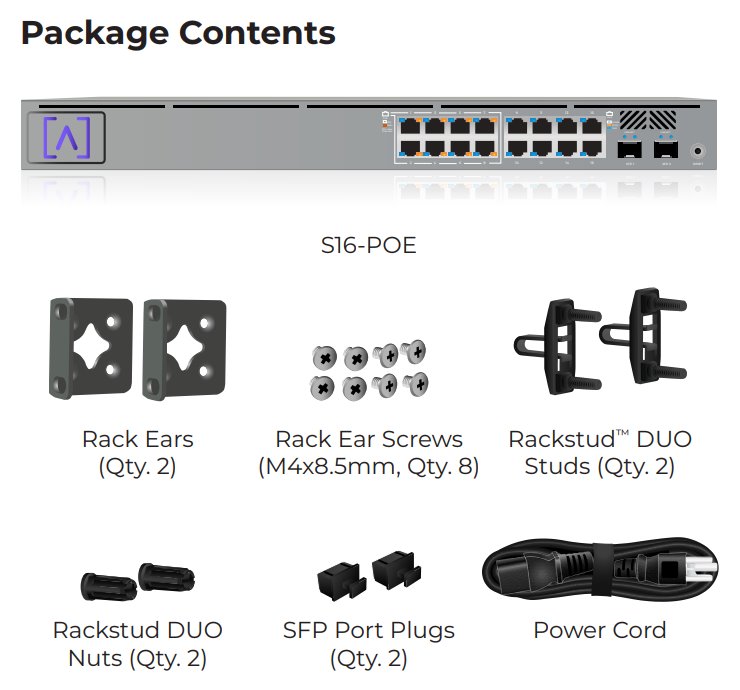 ALTA Switch 16 POE - 16x Gbit RJ45, 2x SFP port, 8x PoE+ (PoE budget 120W)