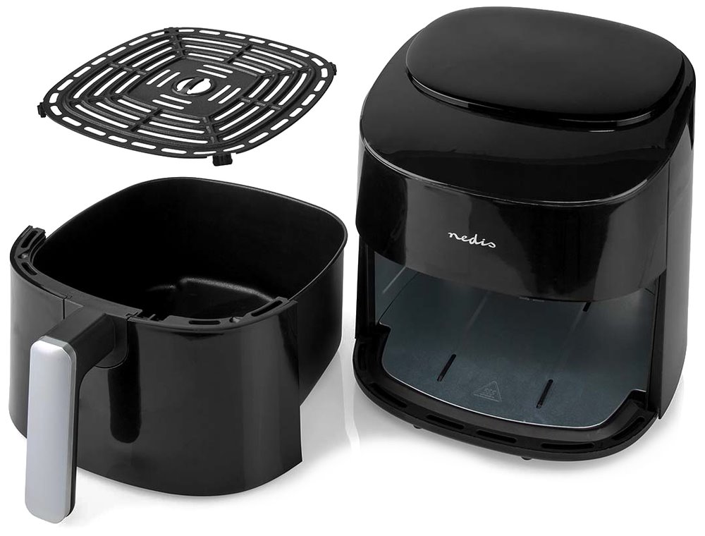 NEDIS multifunkční horkovzdušná fritéza/ objem 4,2 L/ 240 min. časovač/ 8 přednastavených programů/ výkon 1300W/ černá