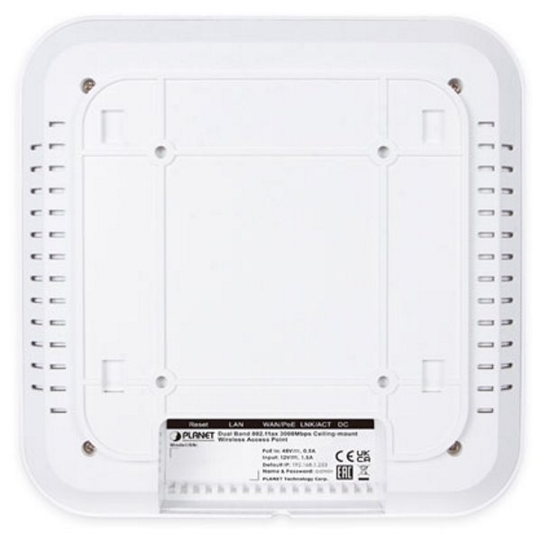 Planet WDAP-C3000AX, 2.4/5GHz Wi-Fi 6 AP, 802.11ax (3Gb/s), 2x 1Gb, 4x 4dBi, MESH, VLAN, multi-SSID, 256 klientů, PoE