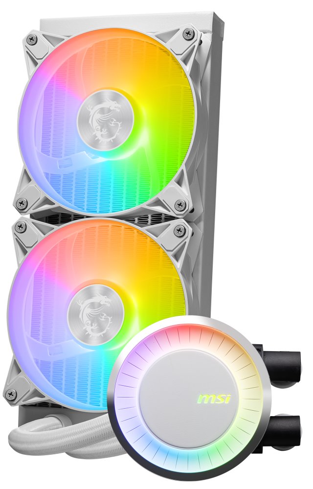 MSI vodní chladič CPU MAG CORELIQUID E240 WHITE/ 2x 120mm ARGB fan/ podpora LGA1700/ bílý