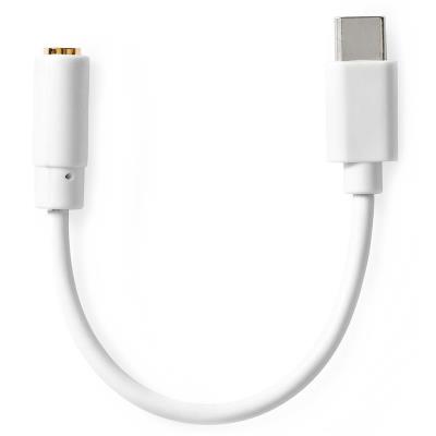 NEDIS USB 2.0 adaptér/ USB-C zástrčka - 3,5 mm zásuvka/ kulatý/ bílý/ blistr/ 10 cm