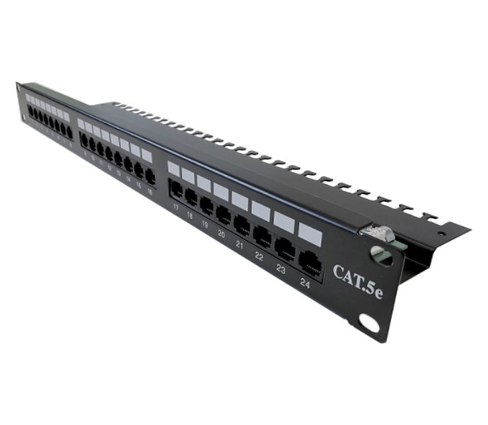 XtendLan Patch panel 19", 24 portů, Cat5e, UTP, vyvazovací úchytky, 2xAu