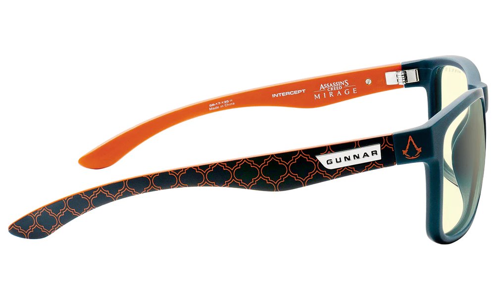 GUNNAR kancelářské/herní brýle INTERCEPT ASSASSIN’s CREED MIRAGE EDITION INDIGO * jantarová skla * BLF 65 * GUNNAR focus
