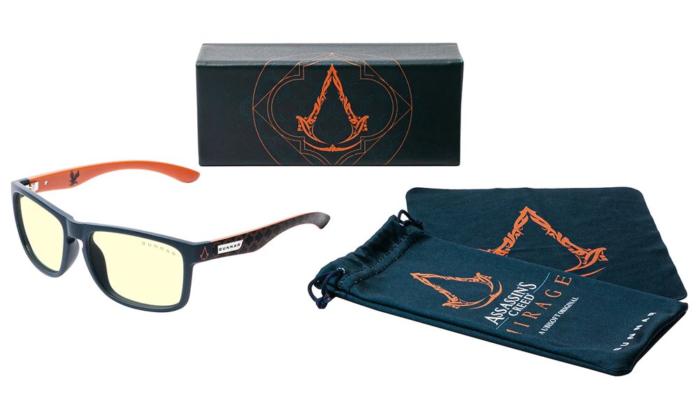 GUNNAR kancelářské/herní brýle INTERCEPT ASSASSIN’s CREED MIRAGE EDITION INDIGO * jantarová skla * BLF 65 * GUNNAR focus