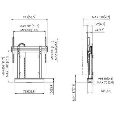 Vogels RISE Elektrický TV lift s montáží podlaha-stěna, rychlost 50 mm/s černý