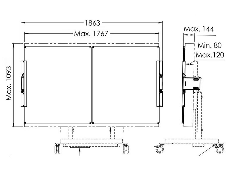 Vogels Postranní tabule 75" pro volně stojící a pojízdné stojany RISE bílé