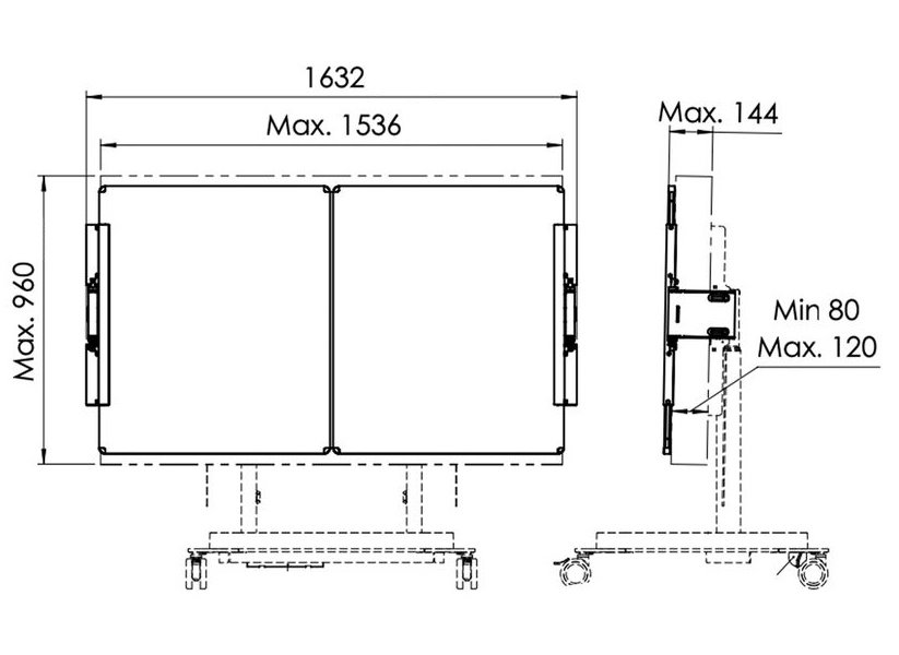 Vogels Postranní tabule 65" pro volně stojící a pojízdné stojany RISE bílé