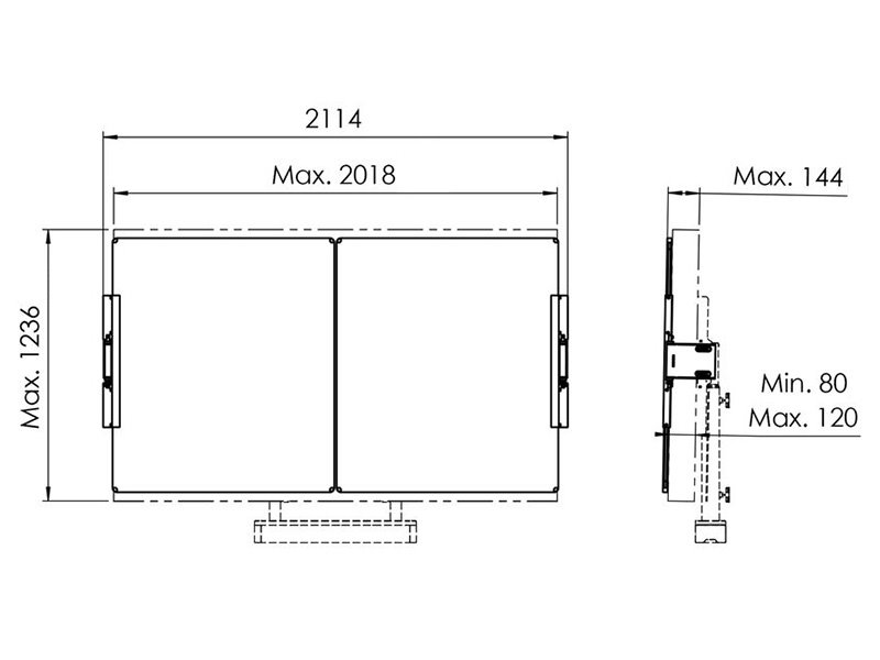 Vogels Postranní tabule 86" pro elektrický lift RISE s montáží podlaha-stěna bílé