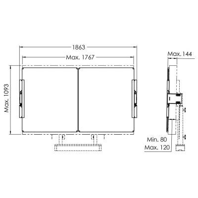 Vogels Postranní tabule 75" pro elektrický lift RISE s montáží podlaha-stěna bílé