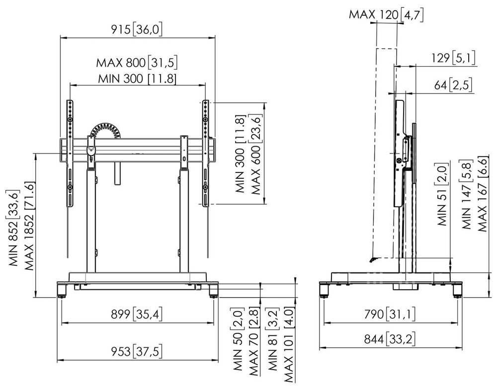 Vogels RISE Elektrický volně stojící TV lift, rychlost 80 mm/s černý