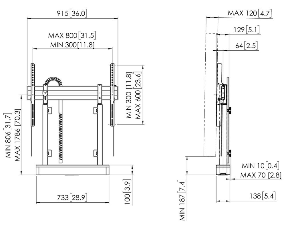 Vogels RISE Elektrický TV lift s montáží podlaha-stěna, rychlost 80 mm/s bílý
