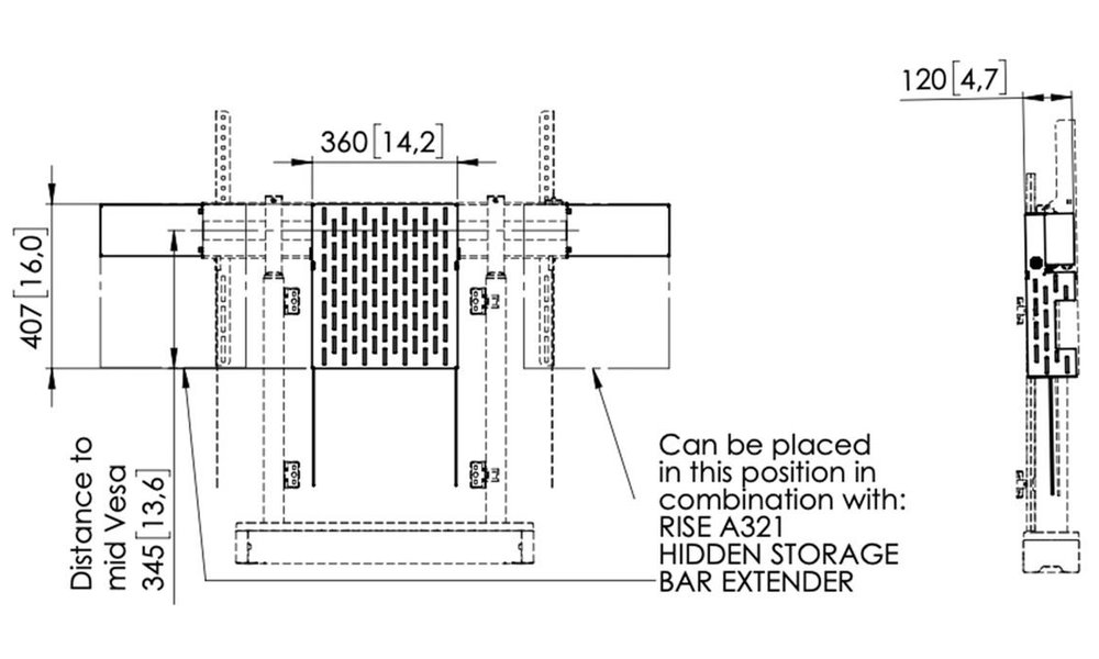 Vogels Skryté úložiště pro elektrické stojany RISE černé