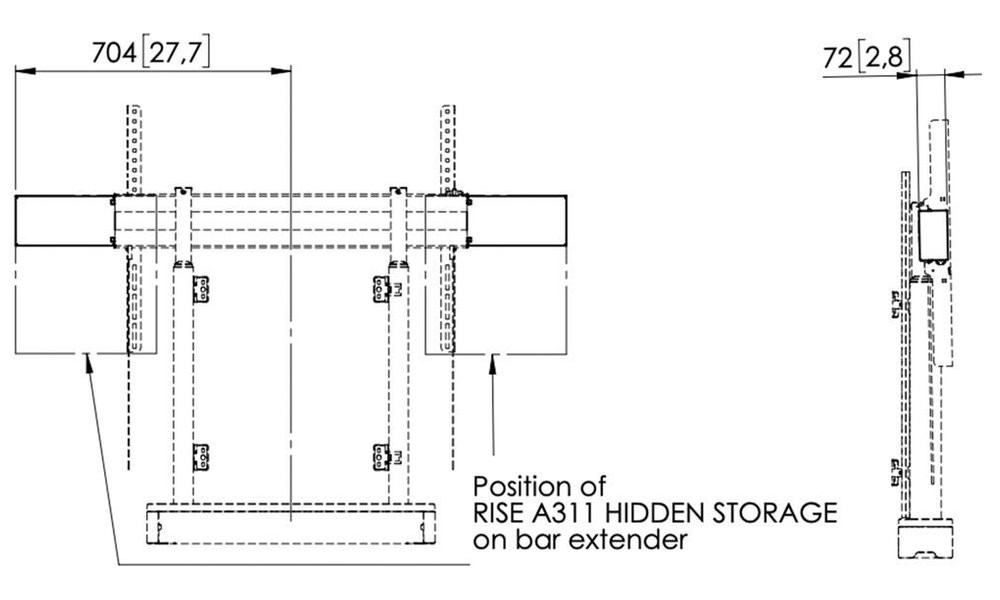 Vogels Boční nástavec adaptéru pro skryté úložiště elektrických stojanů RISE černé