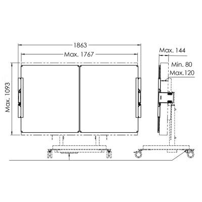 Vogels Postranní tabule 75" pro volně stojící a pojízdné stojany RISE bílé