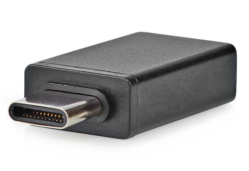 NEDIS USB-C adaptér/ USB 3.2 Gen 1/ zástrčka USB-C/ zásuvka USB-A/ 5 Gbps/ OTG/ kulatý/ poniklovaný/ černý/ blistr