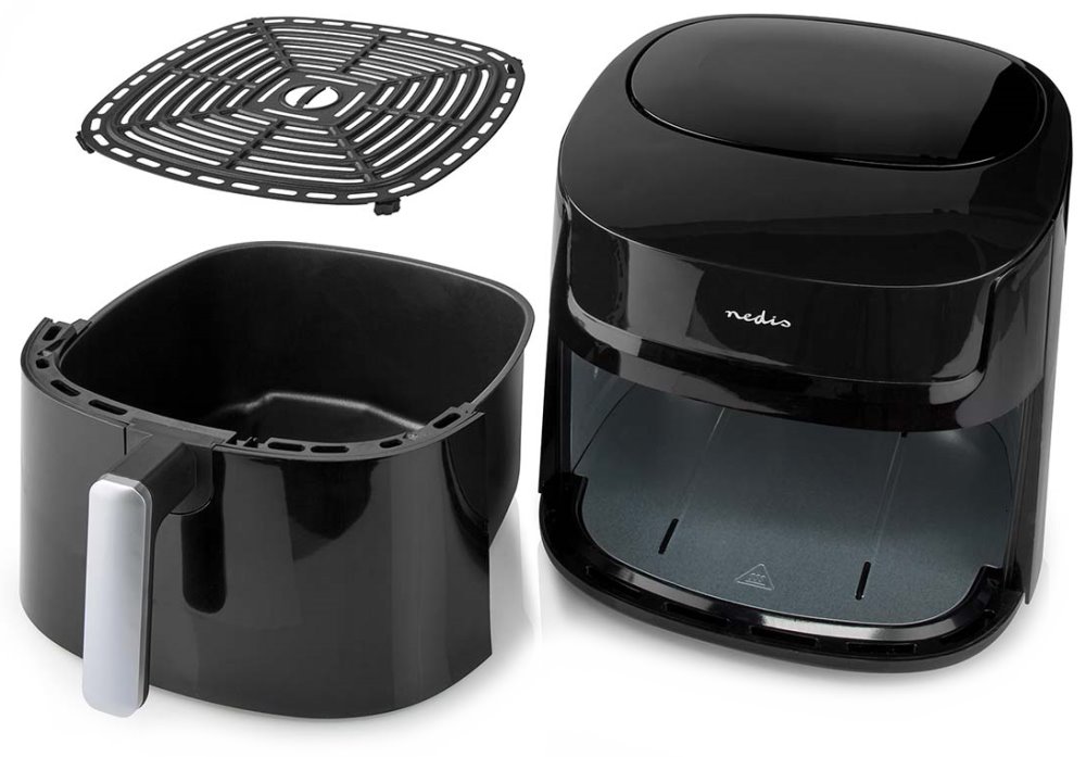NEDIS multifunkční horkovzdušná fritéza/ objem 7,2 L/ 240 min. časovač/ 8 přednastavených programů/ výkon 1800 W/ černá