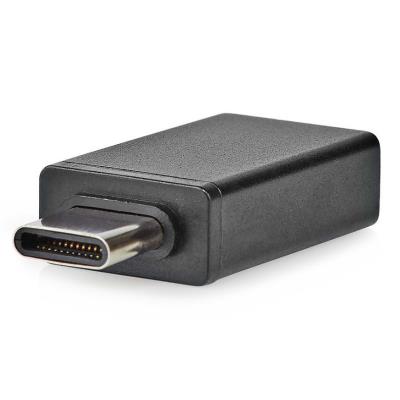 NEDIS USB-C adaptér/ USB 3.2 Gen 1/ zástrčka USB-C/ zásuvka USB-A/ 5 Gbps/ OTG/ kulatý/ poniklovaný/ černý/ blistr