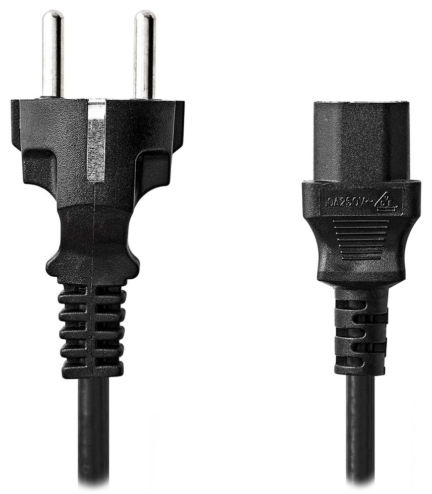 NEDIS napájecí kabel 230V/ přípojný 10A/ konektor IEC-320-C13/ přímá zástrčka Schuko/ černý/ bulk/ 2m