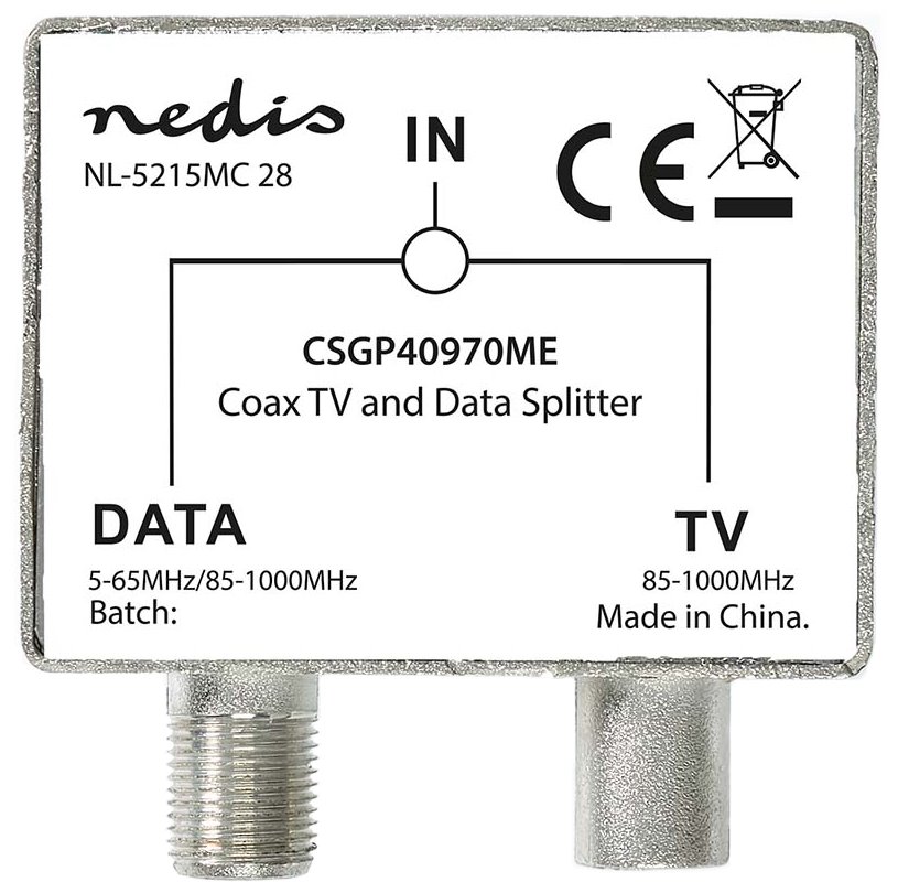 NEDIS satelitní anténní adaptér/ zásuvka F/ zástrčka IEC (Koax)/ zásuvka IEC (Koax)/ poniklovaný/ 75 Ohm/ Kov/ BOX