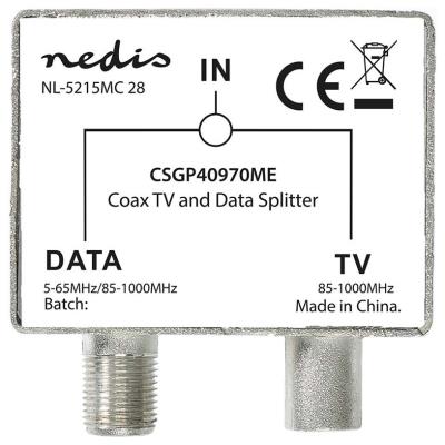 NEDIS satelitní anténní adaptér/ zásuvka F/ zástrčka IEC (Koax)/ zásuvka IEC (Koax)/ poniklovaný/ 75 Ohm/ Kov/ BOX