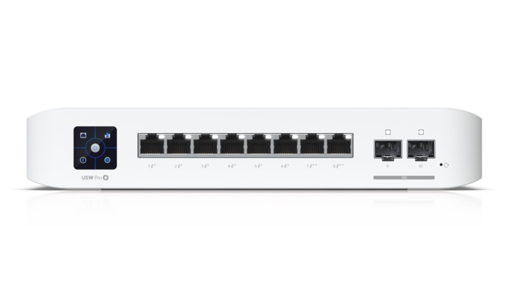 Ubiquiti UniFi Switch Pro 8 PoE - 8x GbE, 2x SFP+, 6x PoE+, 2x PoE++ (PoE budget 120W)