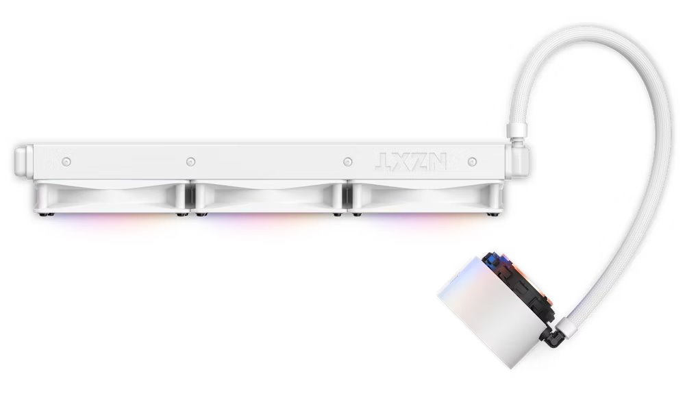 NZXT vodní chladič Kraken 360 ELITE RGB / 3x120mm RGB fan / 4-pin PWM / LCD disp. / 6 let / bílý