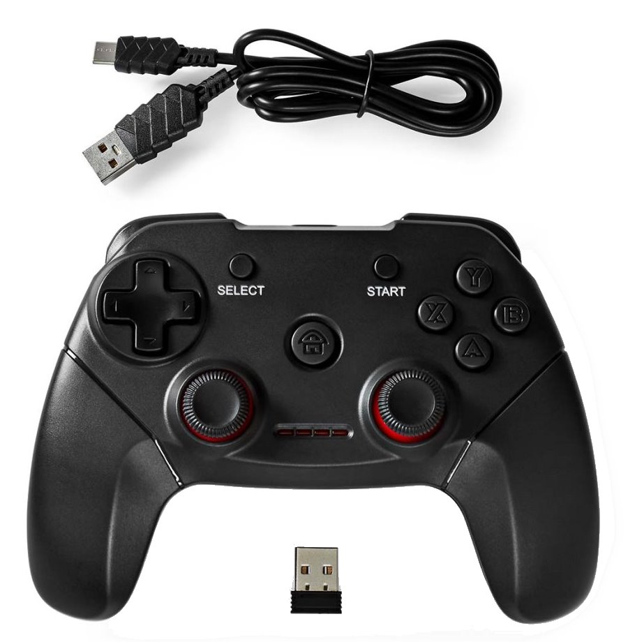 NEDIS gamepad/ bezdrátový/ pro PC/ počet tlačítek 11/ nano USB/ černý