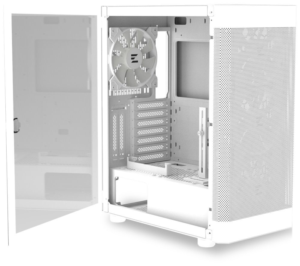 Zalman skříň i4 TG / Middle Tower / 4x 140 mm RBG LED fan / 2x USB 3.0 / 1x USB 2.0 / mesh panel / tvrzené sklo / bílá