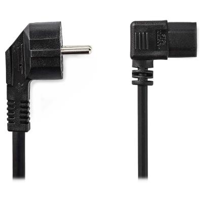 NEDIS napájecí kabel 230V/ přípojný 10A/ úhlový konektor IEC-320-C13/ úhlová zástrčka Schuko/ černý/ bulk/ 2m