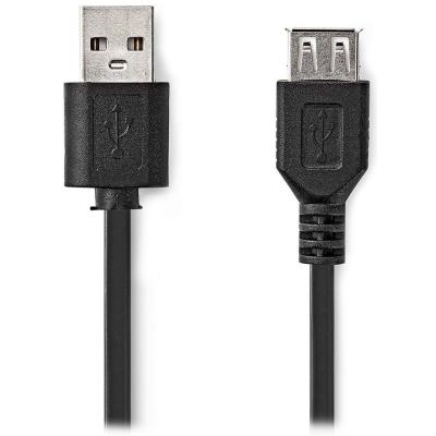 NEDIS prodlužovací kabel USB 2.0/ zástrčka USB-A - zásuvka USB-A/ poniklované konektory/ černý/ bulk/ 1m
