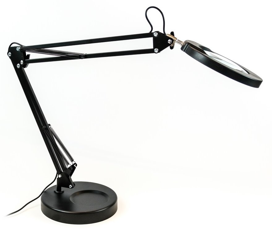 IMMAX LED stolní lampička ZOOM/ s lupou/ 12W/ 5V/2A/ stmívatelná/ černá