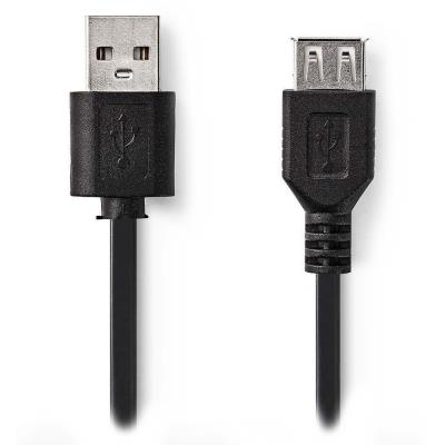 NEDIS prodlužovací kabel USB 2.0/ zástrčka USB-A - zásuvka USB-A/ poniklované konektory/ černý/ bulk/ 2m