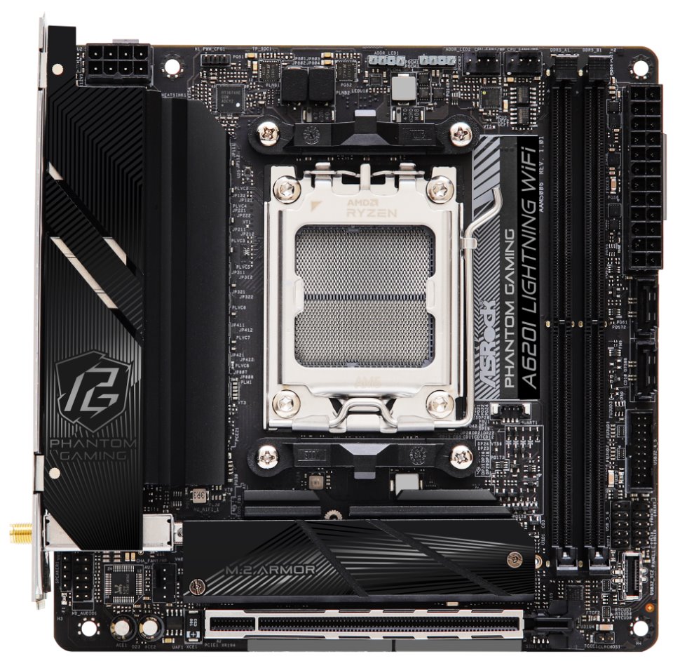 ASRock A620I LIGHTNING WIFI / AMD A620 / AM5 / 2x DDR5 DIMM / 2x M.2 / HDMI / USB-C / WiFi / Mini-ITX