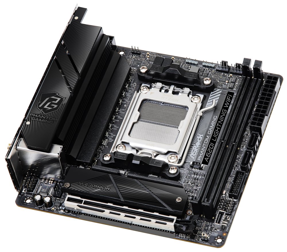 ASRock A620I LIGHTNING WIFI / AMD A620 / AM5 / 2x DDR5 DIMM / 2x M.2 / HDMI / USB-C / WiFi / Mini-ITX