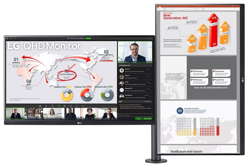 LG monitor IPS 27QP88DP 27" / 2560x1440 / 350cd/m2 /1000:1/ 5ms /75Hz/ DP /HDMI/ USB/USB-C/DP/daisy chain/černý