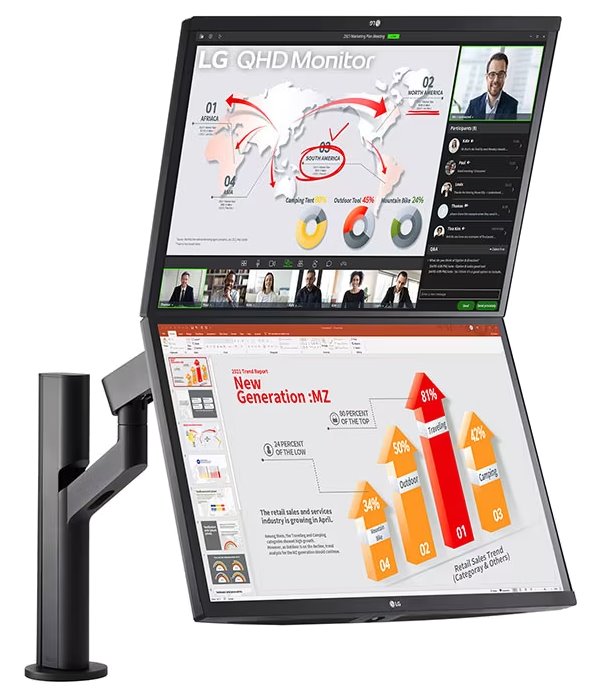 LG monitor IPS 27QP88DP 27" / 2560x1440 / 350cd/m2 /1000:1/ 5ms /75Hz/ DP /HDMI/ USB/USB-C/DP/daisy chain/černý