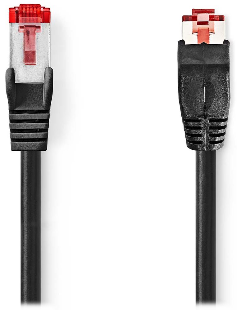 NEDIS síťový kabel CAT6/ zástrčka RJ45 - zástrčka RJ45/ úhlový z jedné strany/ černý/ 2 m