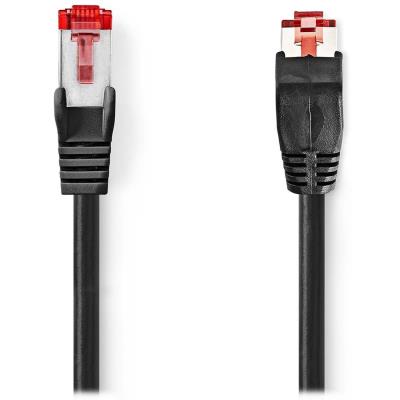 NEDIS síťový kabel CAT6/ zástrčka RJ45 - zástrčka RJ45/ úhlový z jedné strany/ černý/ 2 m