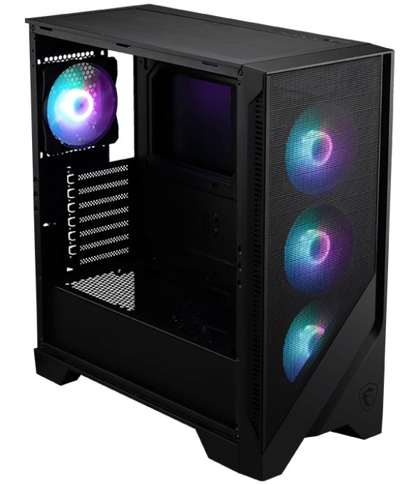 MSI skříň MAG FORGE 320R AIRFLOW/ bez zdroje/ levé temperované sklo/ 4x 120 mm A-RGB fan/ 2x USB3.2/ černá