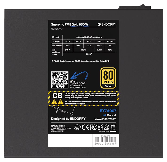 Endorfy zdroj Supremo FM5 Gold 650W / ATX / 120mm / modulární / 80 Plus Gold