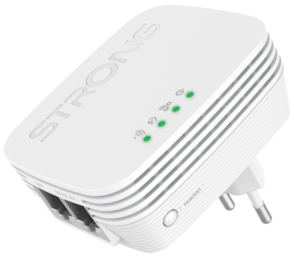 STRONG sada 2 adaptérů Powerline WF 600 DUO MINI/ Powerline 600 Mbit/s/ Wi-Fi 300 Mbit/s/ 2x LAN/ bílý