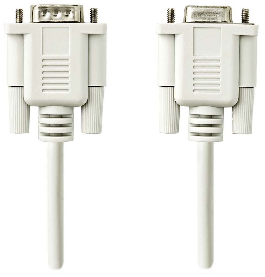 NEDIS sériový kabel/ D-SUB 9-pin zástrčka - D-SUB 9-pin zásuvka/ slonovinová/ bulk/ 2m