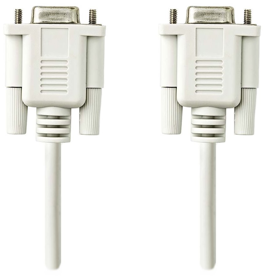 NEDIS sériový kabel/ D-SUB 9-pin zásuvka - D-SUB 9-pin zásuvka/ slonovinová/ bulk/ 2m