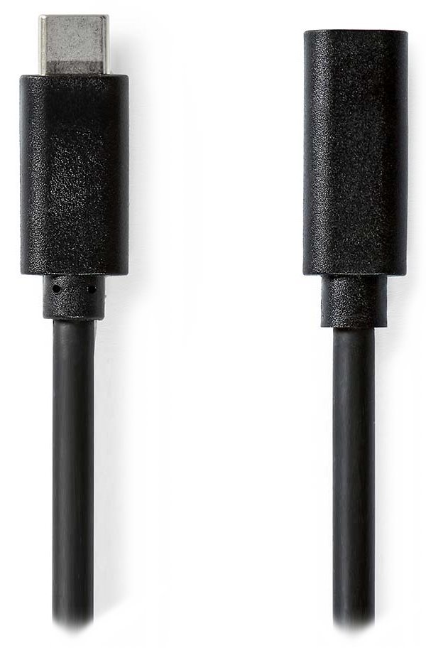 NEDIS prodlužovací kabel USB 3.2 Gen 1/ USB-C zástrčka - USB-C zásuvka/ kulatý/ černý/ bulk/ 1m