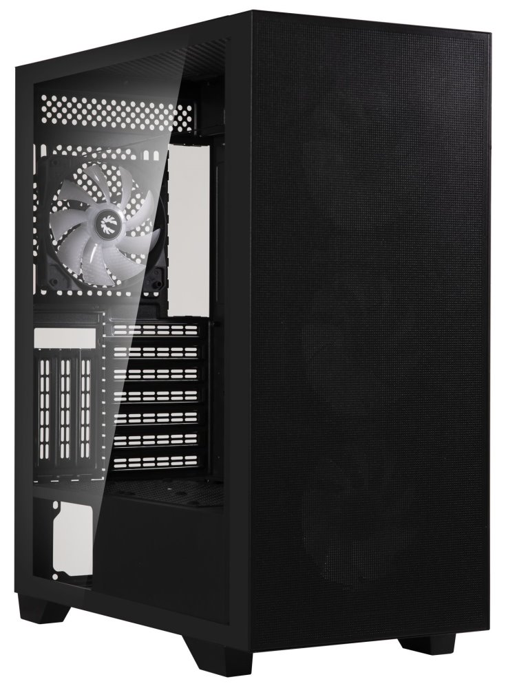 BitFenix skříň Flow FRGB/ ATX / 4x120mm FRGB fan / 2xUSB 3.0  / tvrzené sklo / černá