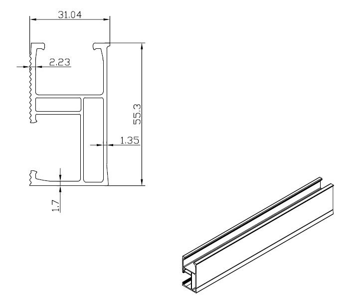 Solarmi SCHL2M hliníková lišta SC pro montáž solárních panelů (2m)