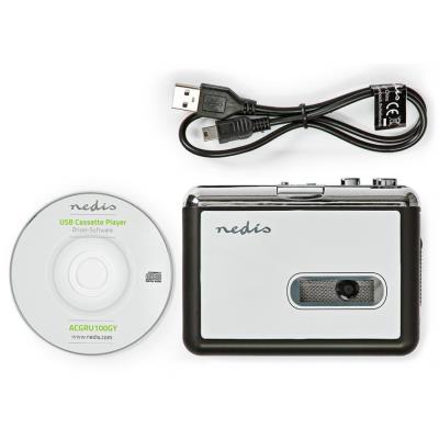 NEDIS kazetový převodník/ výstup 1x 3,5 mm/ 1x mini USB/ napájení z USB/ černý