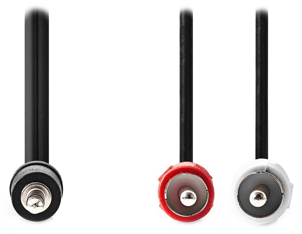 NEDIS redukční stereo audio kabel s jackem/ zástrčka 3,5 mm - 2x zástrčka RCA/ černý/ bulk/ 5m
